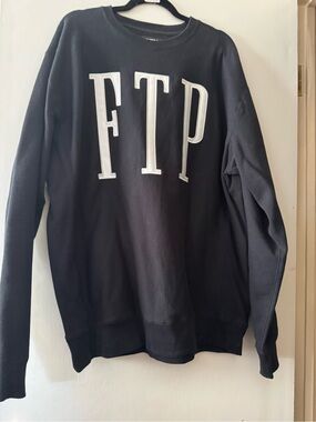 FTP Black Crewneck Sweatshirt with White Raised Logo